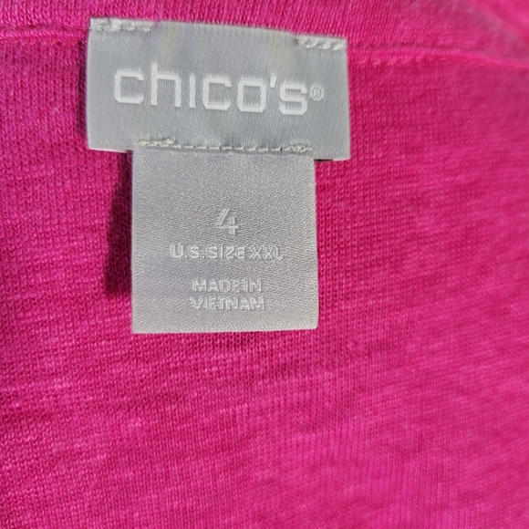 Chicos 100% Linen V neck 3/4 Sleeve top Pink Size 4/XXl - Picture 5 of 6